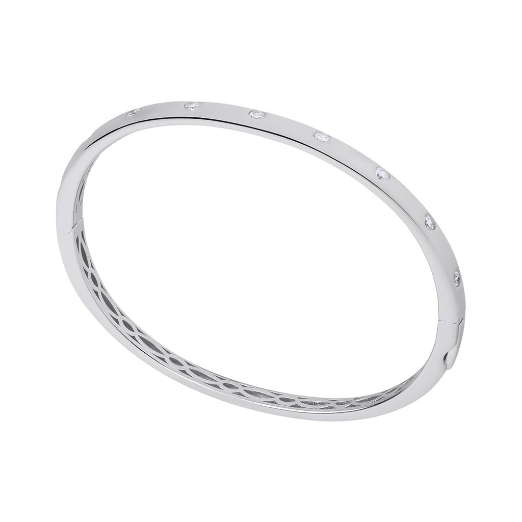 Sterling Silver CZ Punch Set Bangle