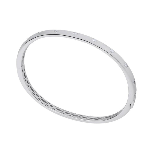 Sterling Silver CZ Punch Set Bangle