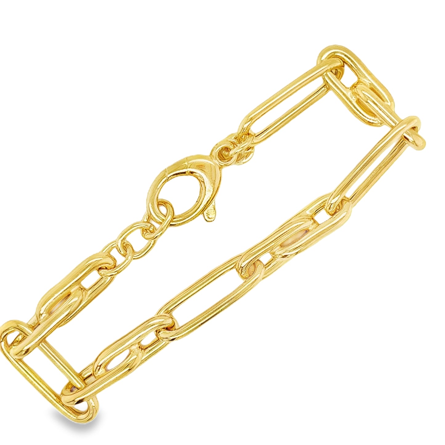 Sterling Silver Gold Plated Long Oval Link Bracelet