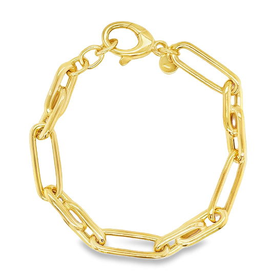 Sterling Silver Gold Plated Long Oval Link Bracelet