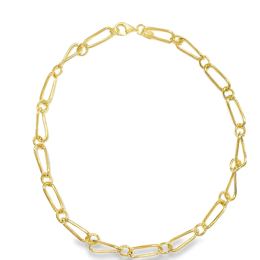 Sterling Silver Gold Plated Long Obal Link Necklet