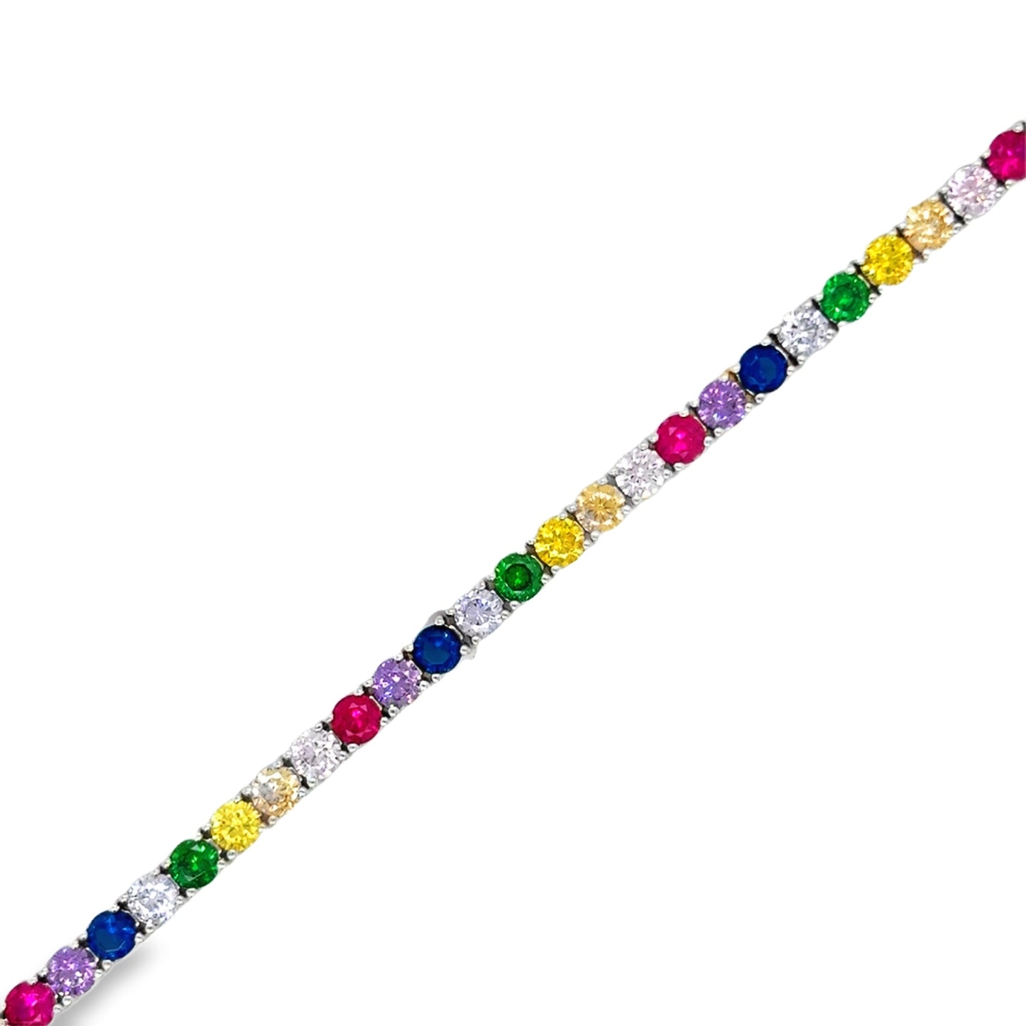 Sterling Silver Multi Colour CZ Tennis Bracelet