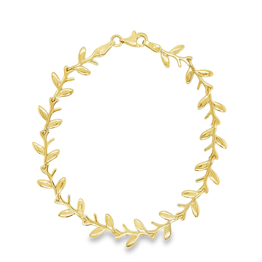 9ct Yellow Gold Leaf Bracelet 7.5"