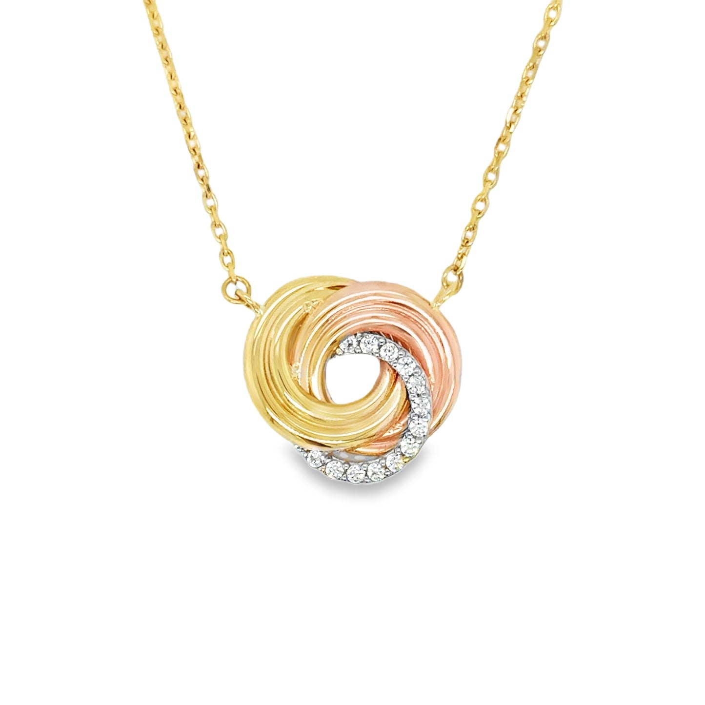 9ct Tri Colour CZ Circle Necklet