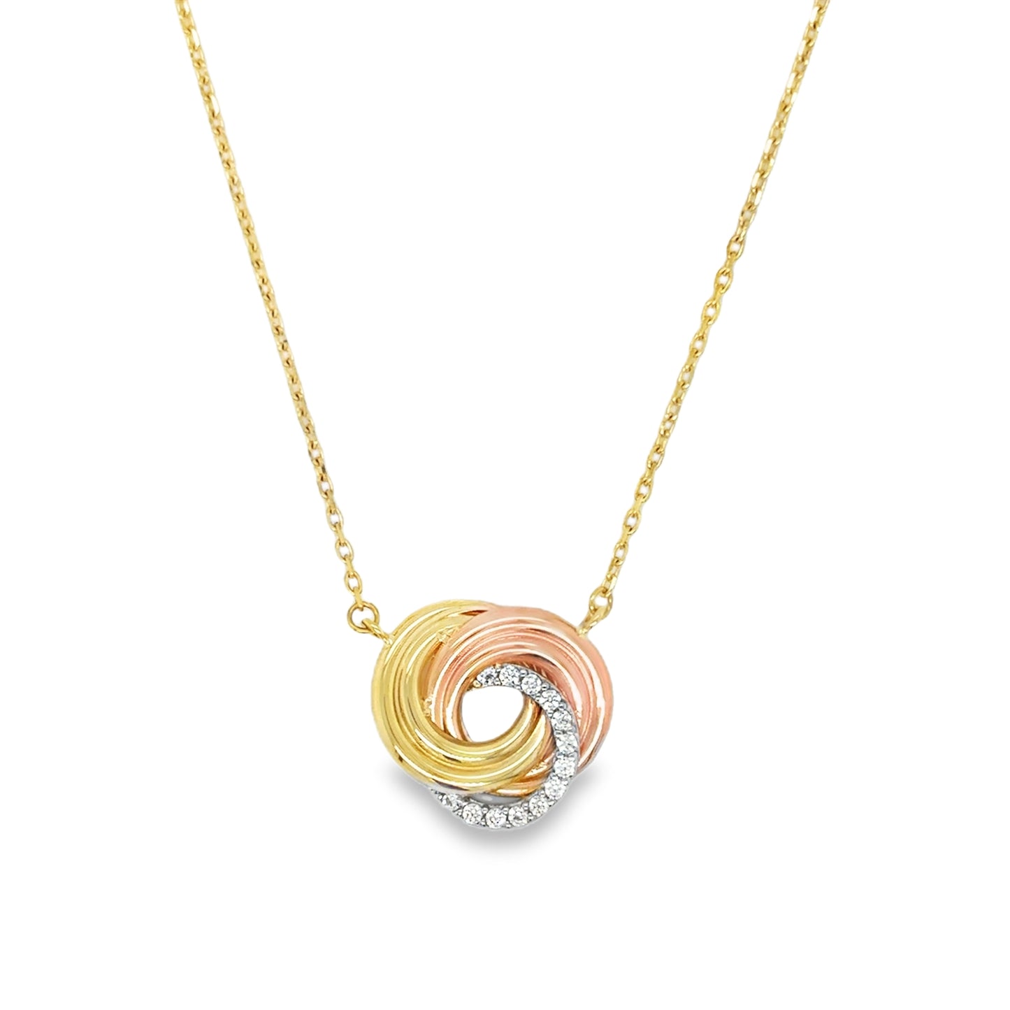 9ct Tri Colour CZ Circle Necklet