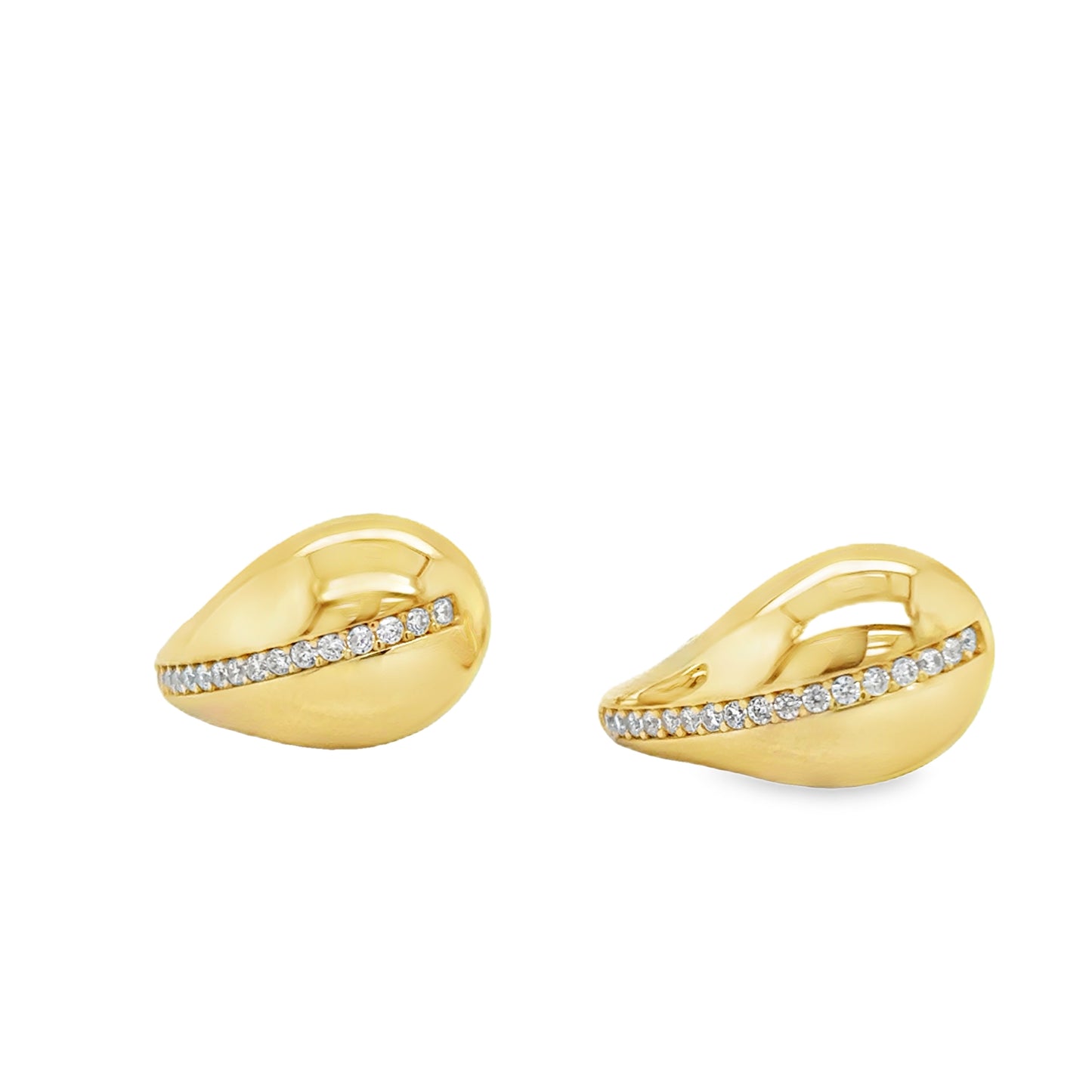 9ct Yellow Gold Bubble Teardrop Earring with CZ Detail