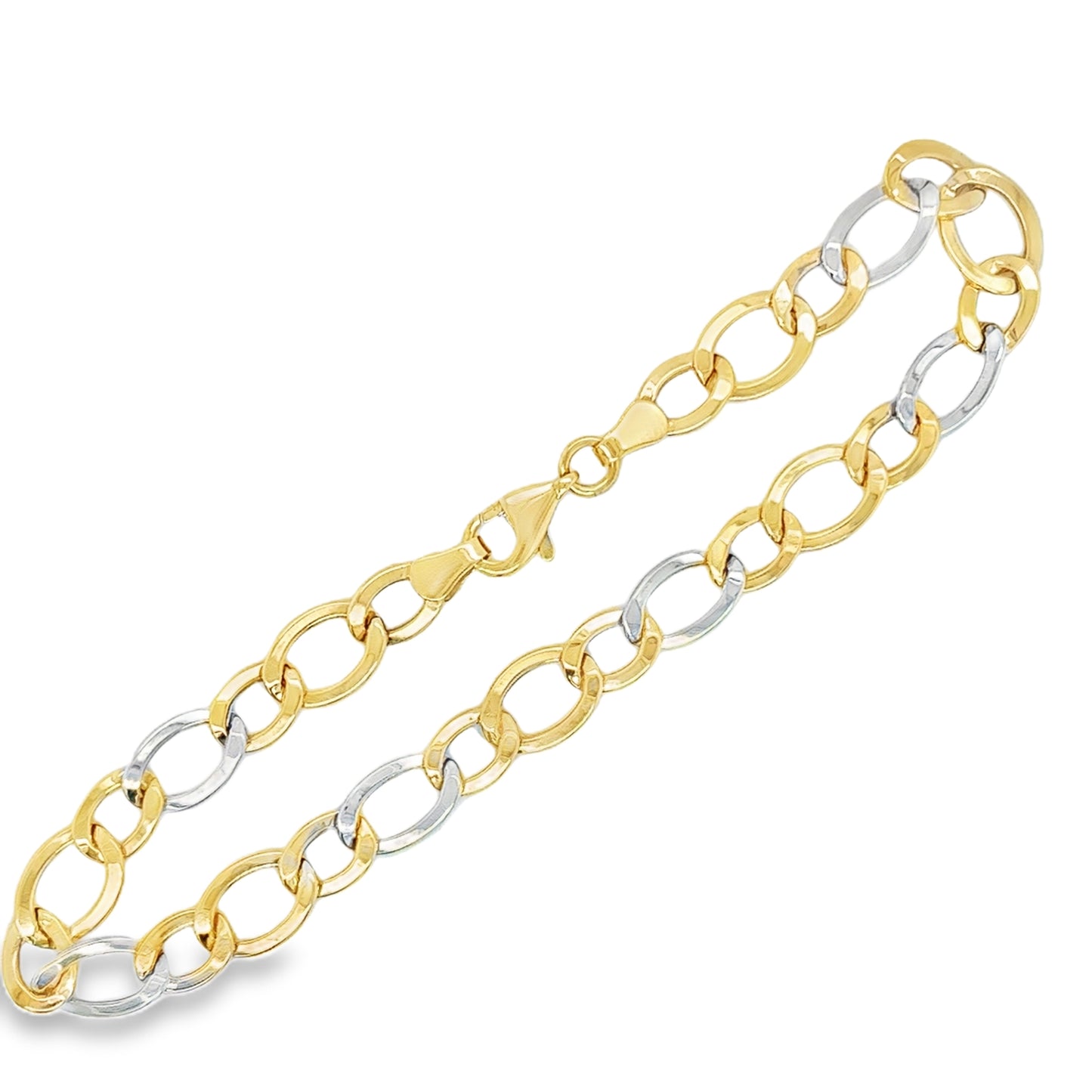 9ct 2 Colour Flat Curb Bracelet