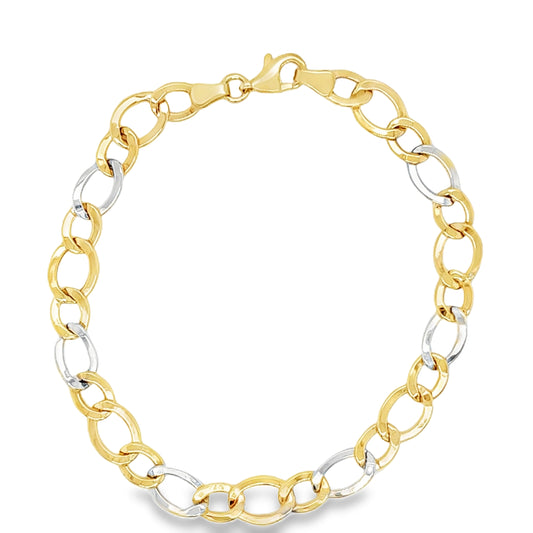 9ct 2 Colour Flat Curb Bracelet