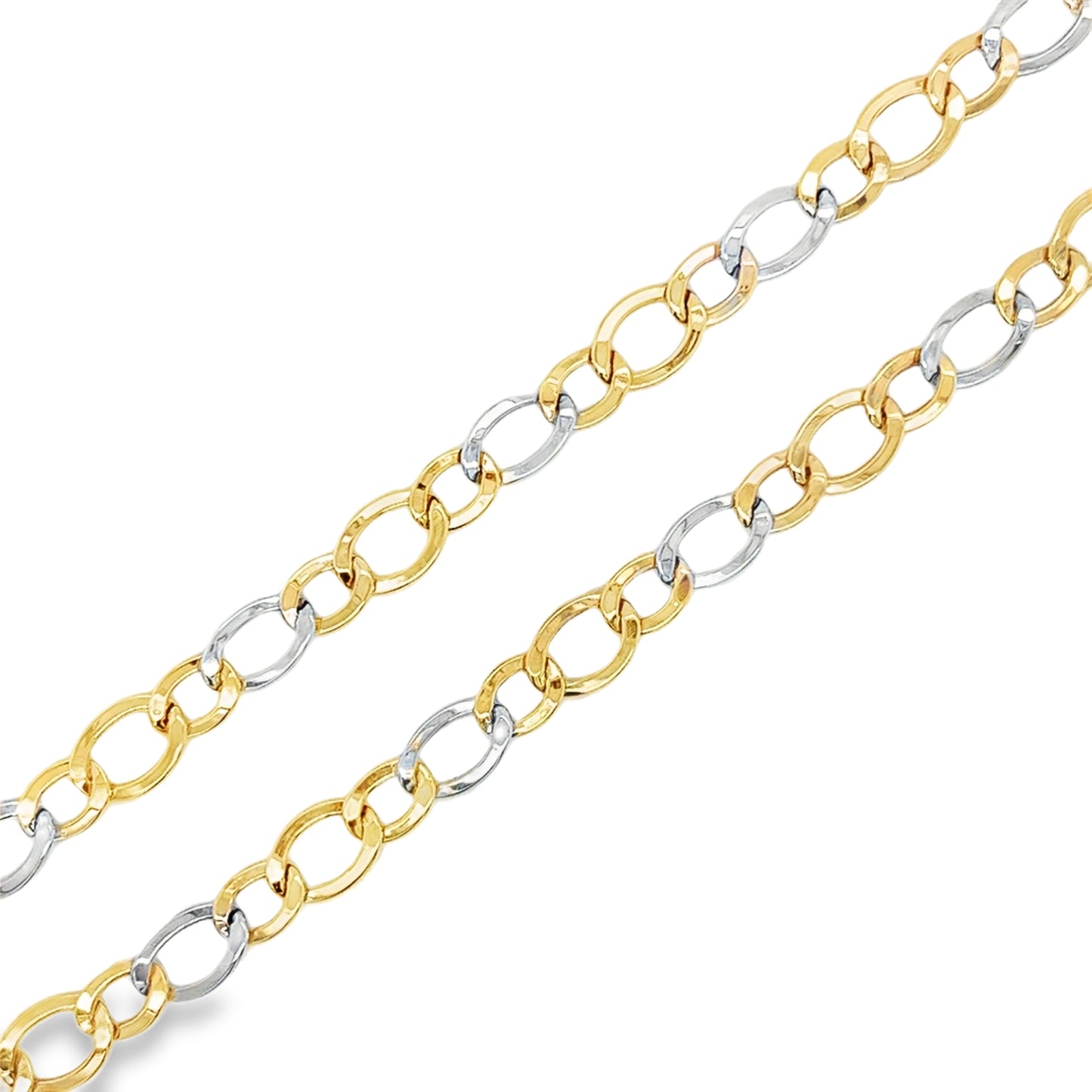 9ct 2 Colour Flat Curb Necklet