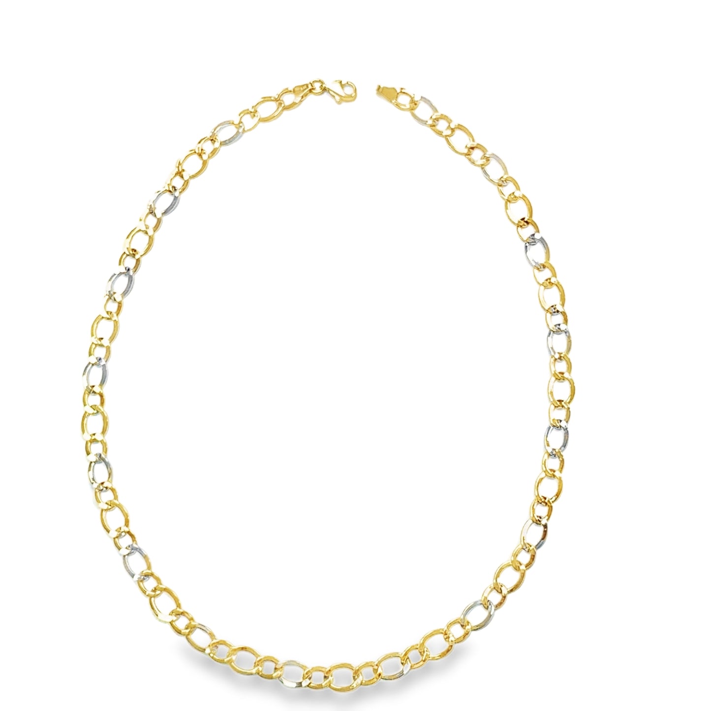 9ct 2 Colour Flat Curb Necklet