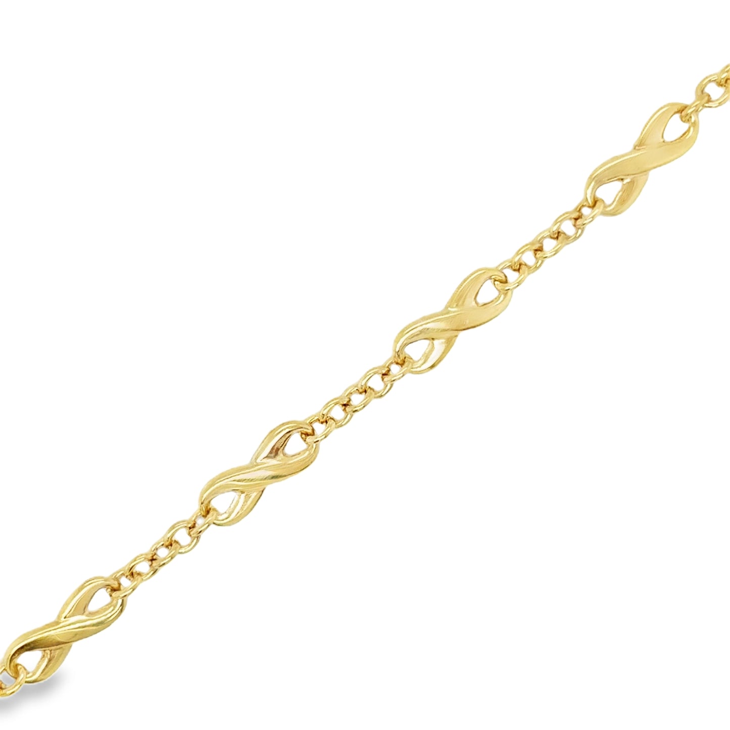 9ct Yellow Gold Infinity Link Bracelet 7.5"
