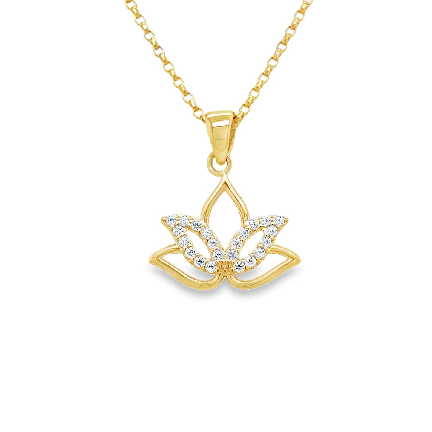 9ct CZ Lotus Flower Pendant