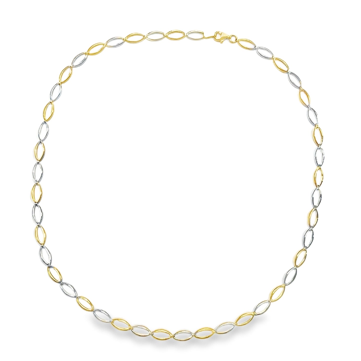 9ct Two Tone Gold Open Oval Link Bracelet