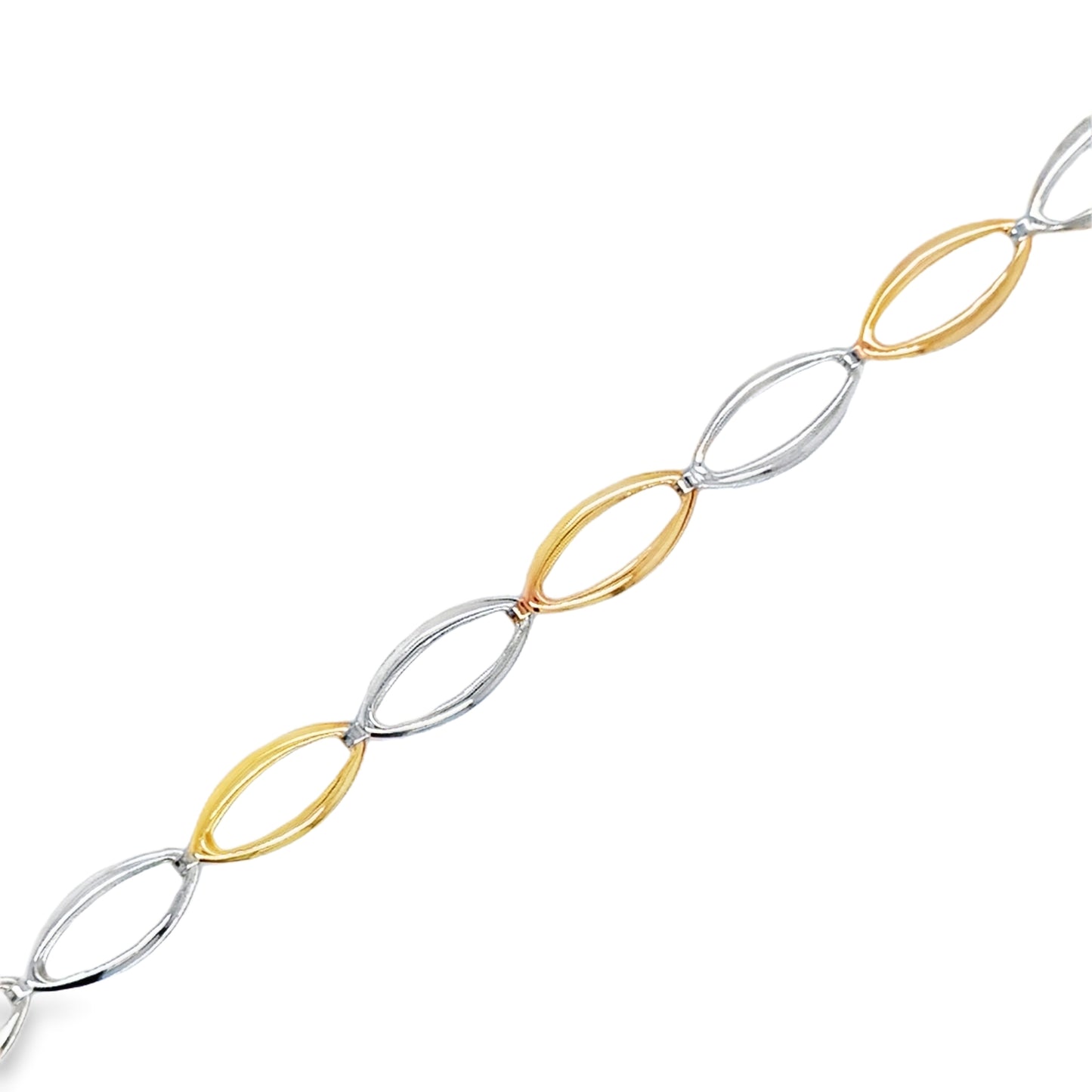 9ct Two Tone Gold Open Oval Link Necklet