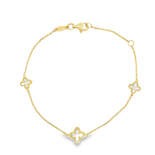 9ct Yellow Gold Mother of Pearl Scatter Bracelet