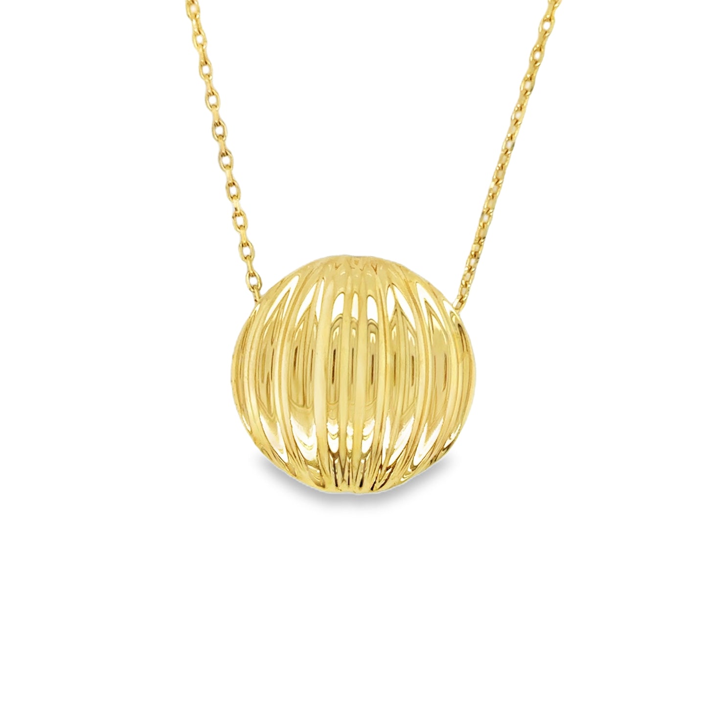 9ct Yellow Gold Round Ripple Bubble Pendant