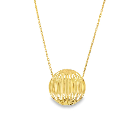 9ct Yellow Gold Round Ripple Bubble Pendant