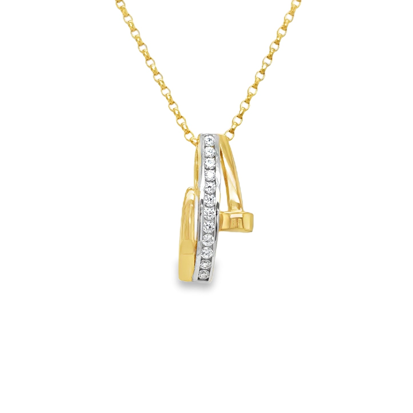 9ct Two Tone Gold CZ Triple Bar and Screw Pendant