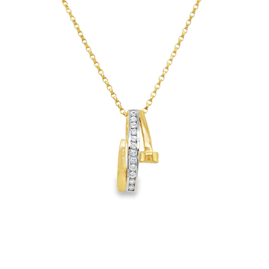 9ct Two Tone Gold CZ Triple Bar and Screw Pendant