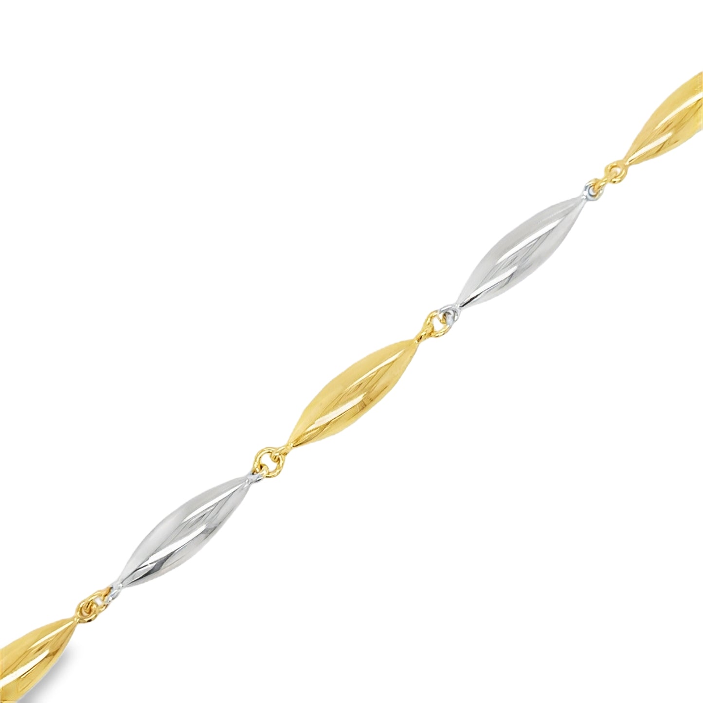 9ct Two Tone Gold Marquis Bubble Bracelet