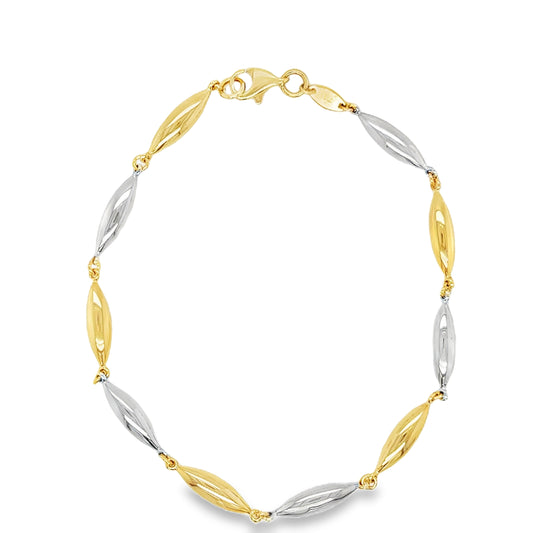 9ct Two Tone Gold Marquis Bubble Bracelet