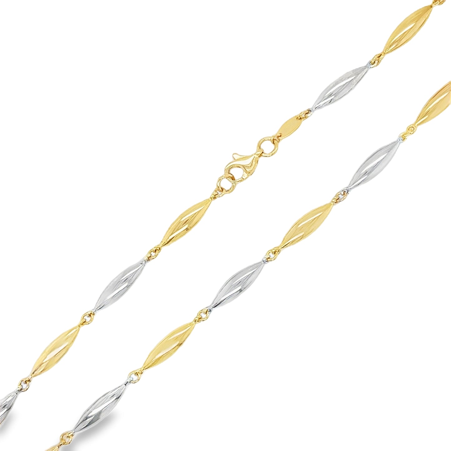 9ct Two Tone Gold Marquis Bubble Link Necklet