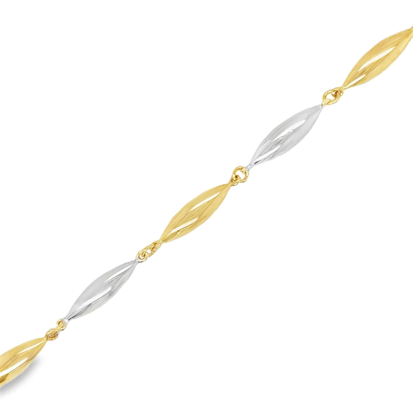 9ct Two Tone Gold Marquis Bubble Link Necklet