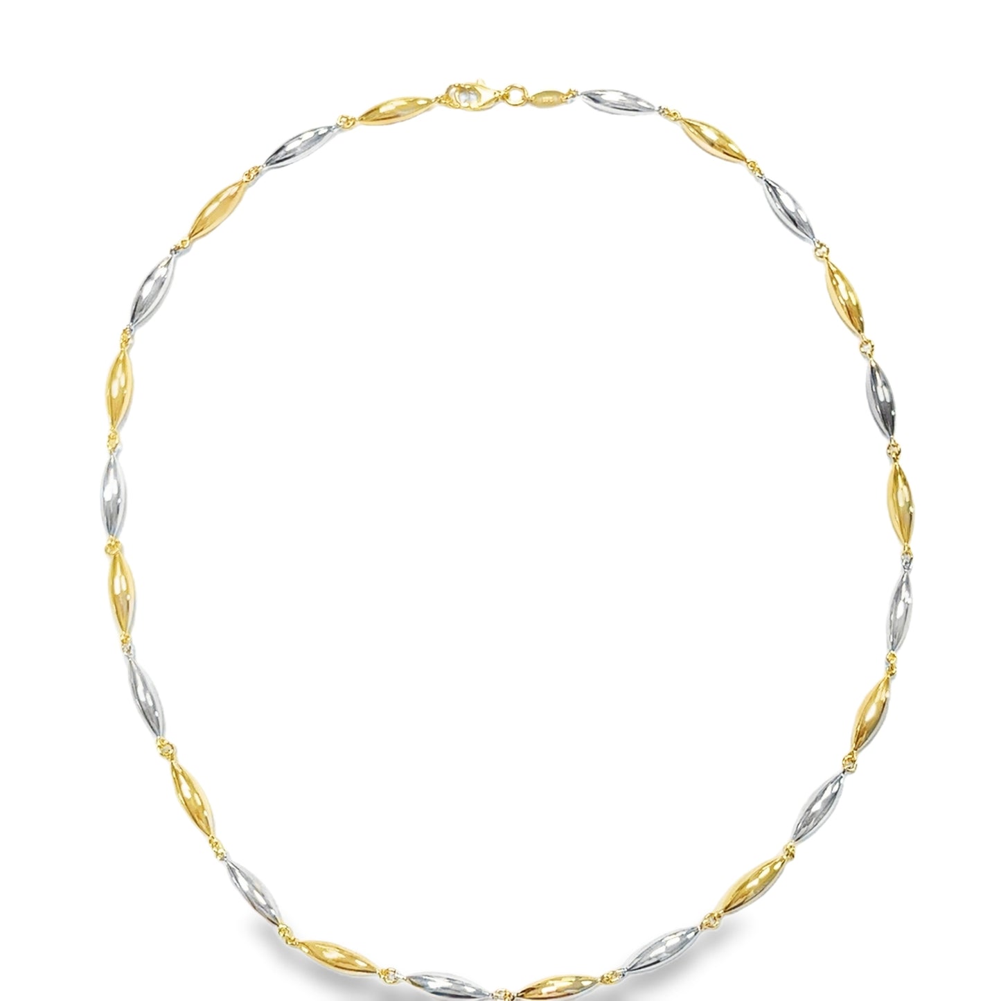 9ct Two Tone Gold Marquis Bubble Link Necklet