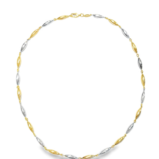 9ct Two Tone Gold Marquis Bubble Link Necklet