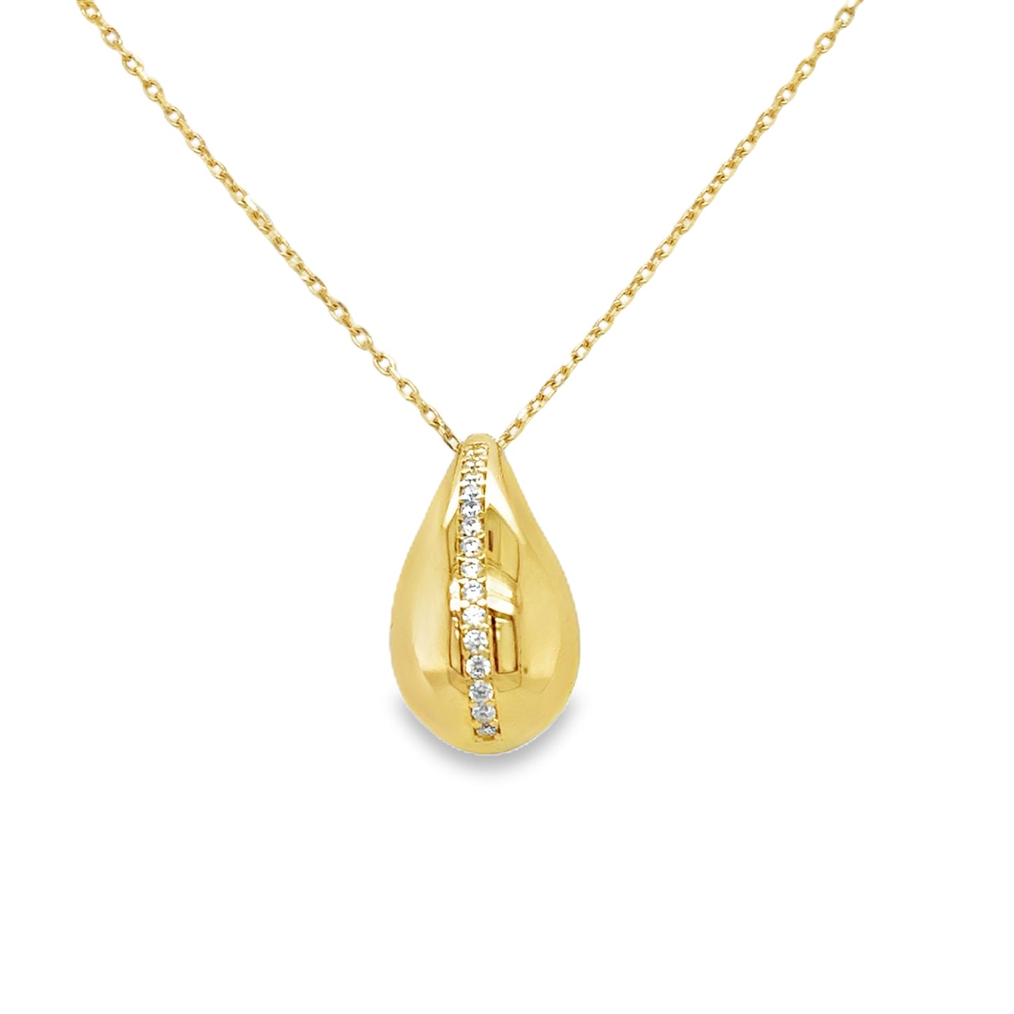 9ct Yellow Gold Bubble Tear Necklet with CZ Detail