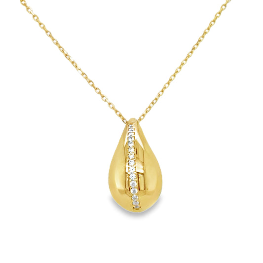 9ct Yellow Gold Bubble Tear Necklet with CZ Detail