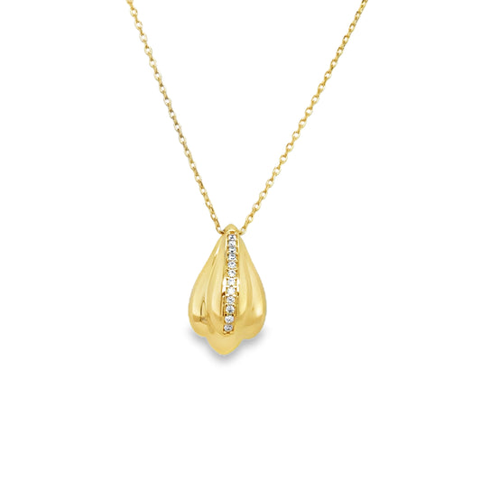9ct Yellow Gold Triple Bubble Tear Necklet with CZ Detail