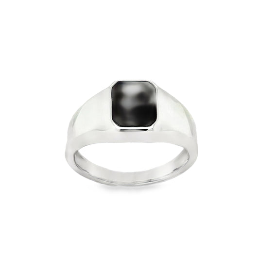 Sterling Silver Gents Black Stone Signet Ring