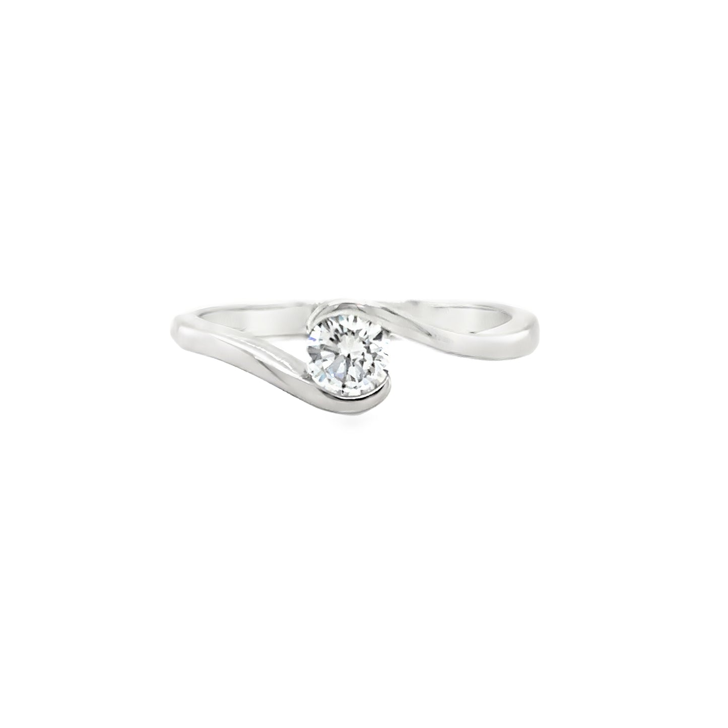 Sterling Silver CZ Round Twist Ring