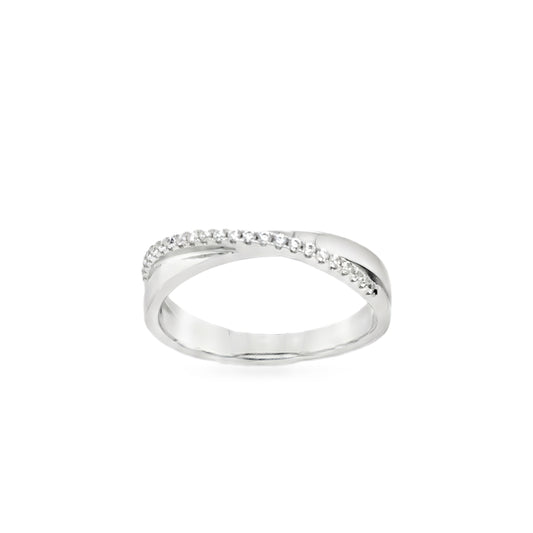 Sterling Silver Crossover CZ Band