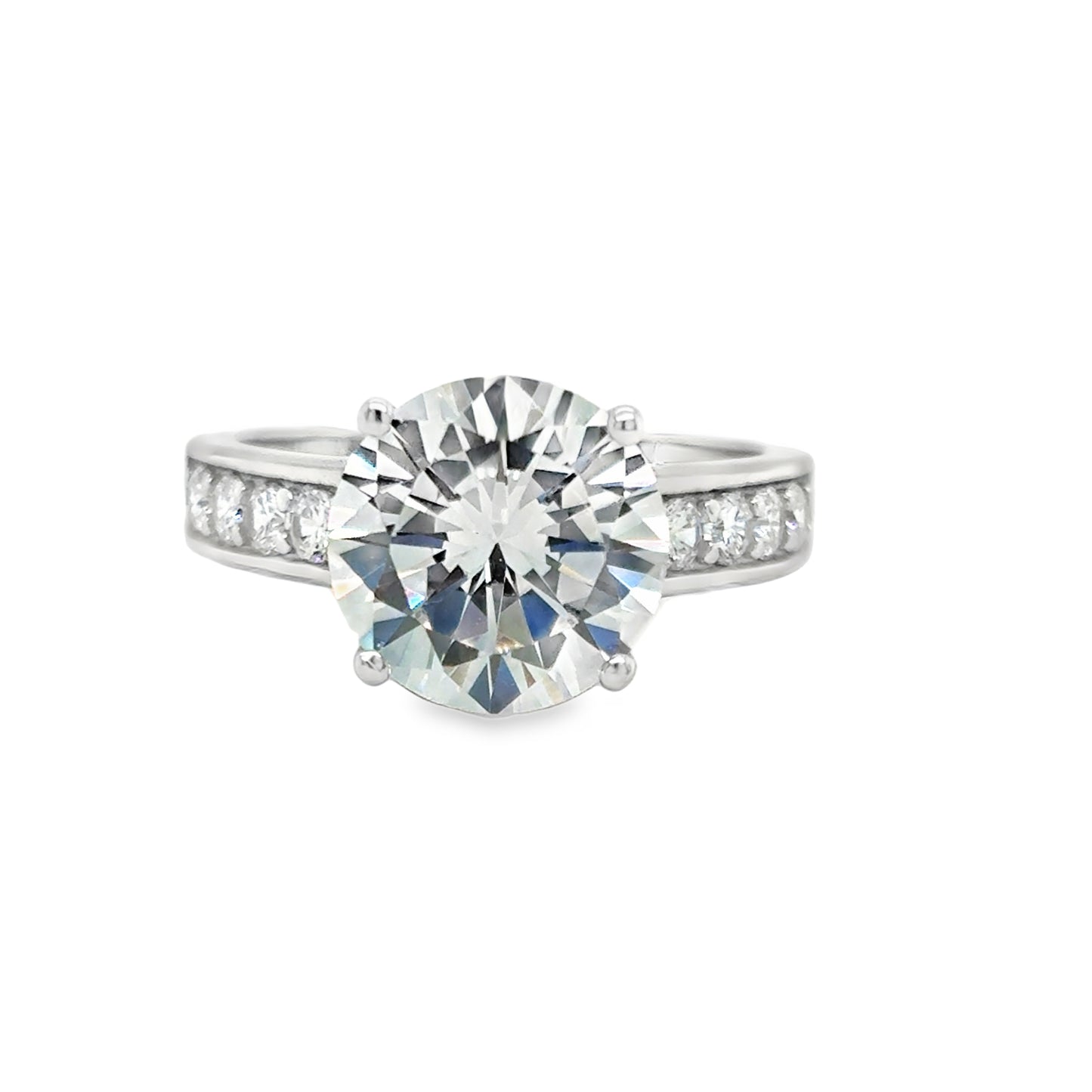 Sterling Silver CZ Round Solitaire Ring With Channel Set Shoulders