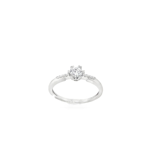 Sterling Silver CZ Round 6 Claw Solitaire With Shoulders