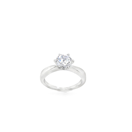 Sterling Silver CZ Round 6 Claw Solitaire Ring