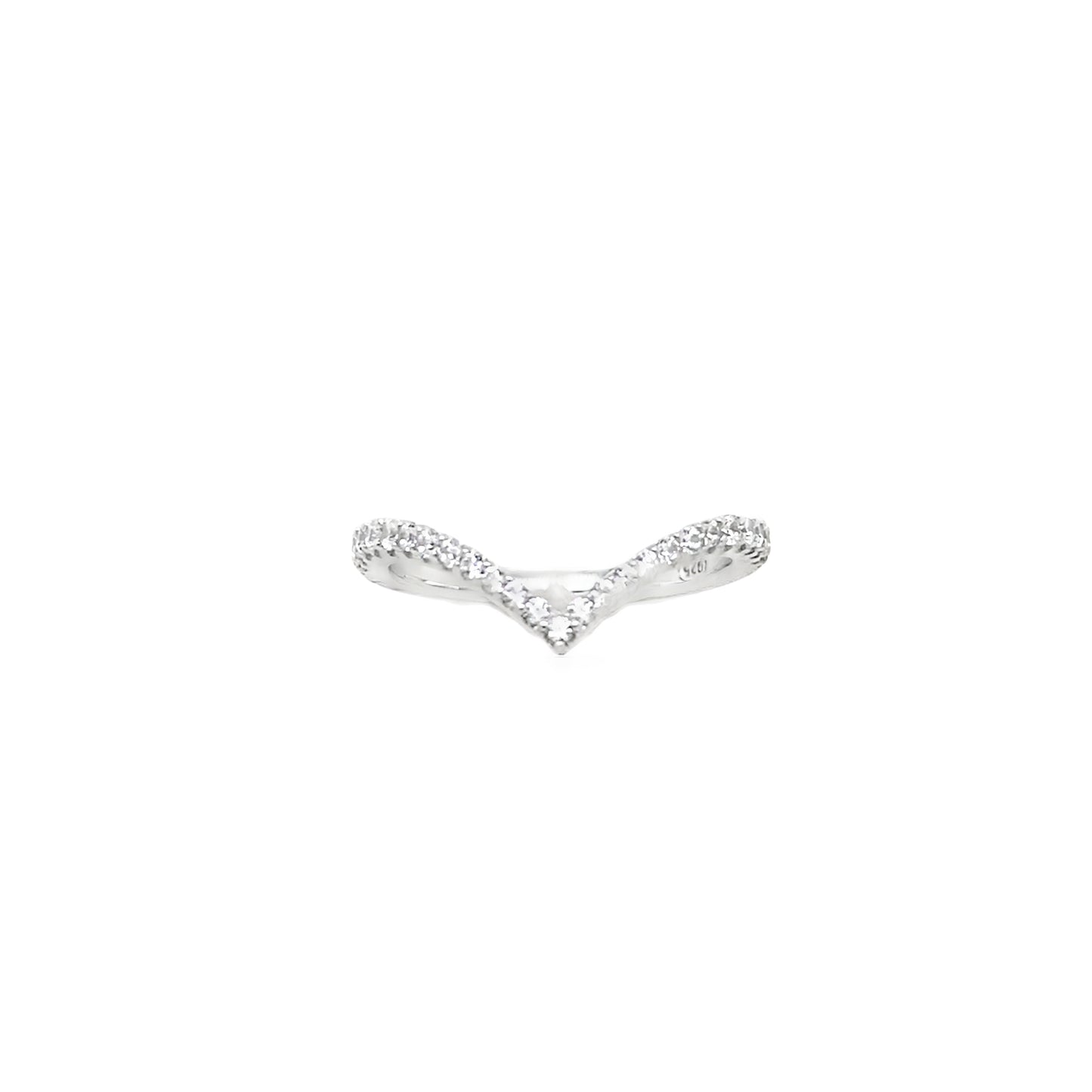 Sterling Silver CZ Wishbone Ring