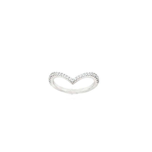 Sterling Silver CZ Wishbone Ring