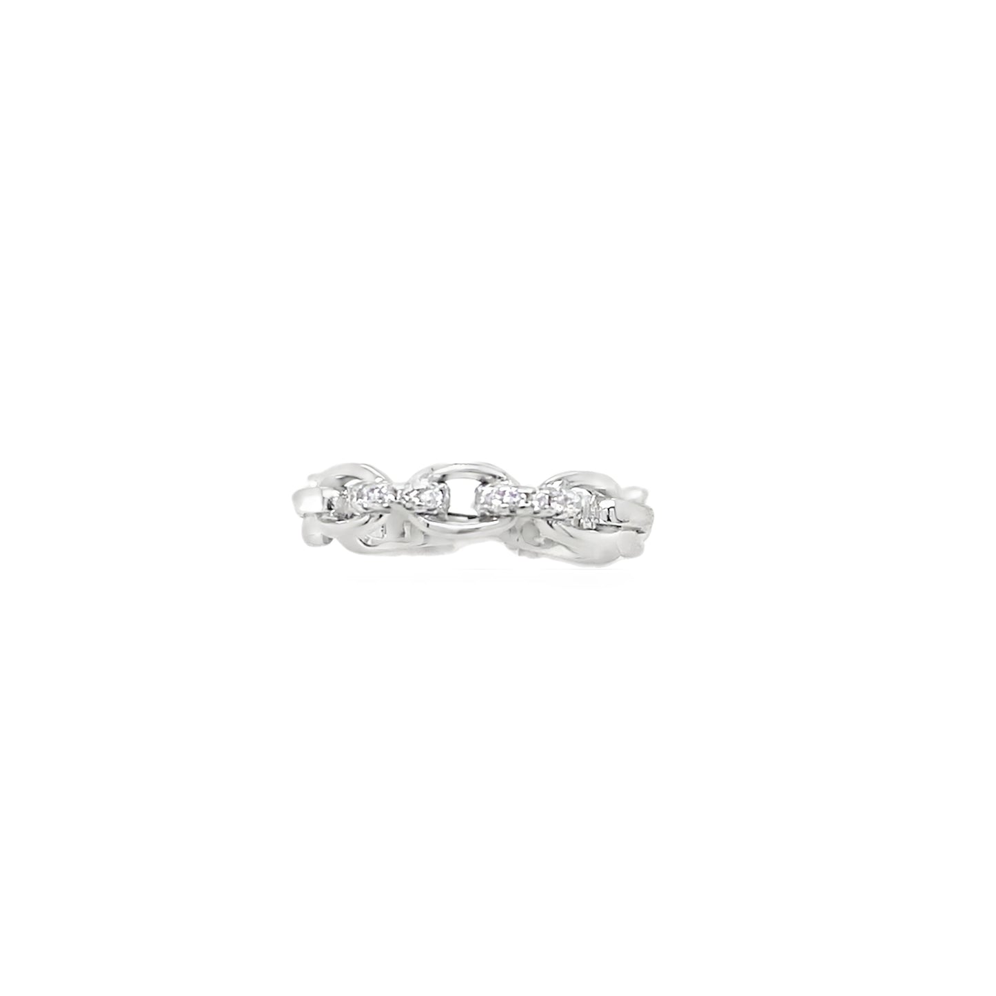 Sterling Silver CZ Chain Link Ring