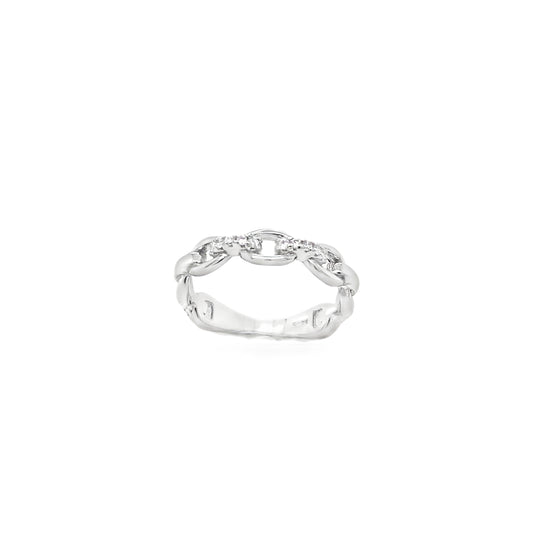 Sterling Silver CZ Chain Link Ring