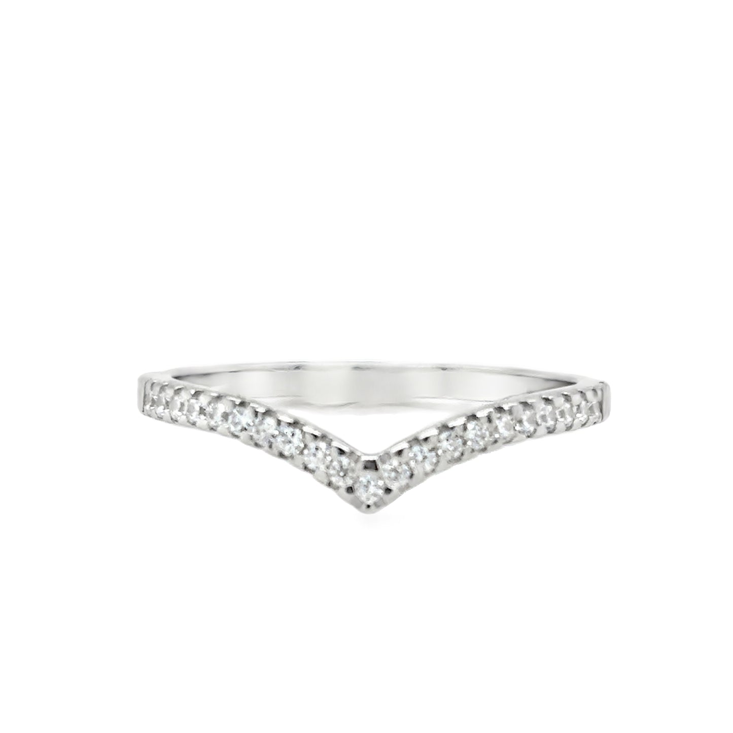 Sterling Silver CZ Wishbone Ring