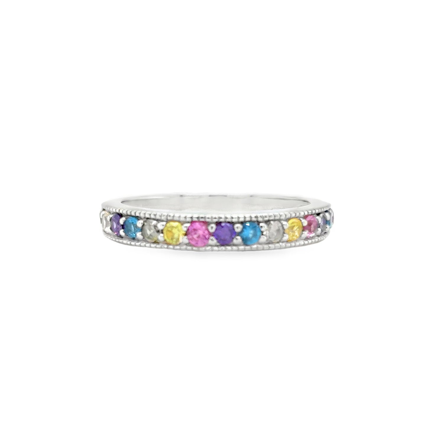 Sterling Silver CZ Multicolour Band