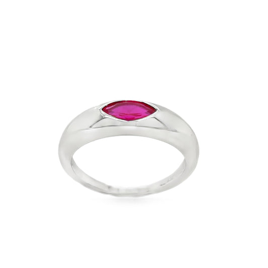 Sterling Silver Red CZ Marquise Ring