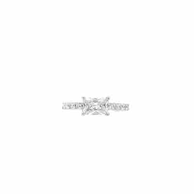 Sterling Silver CZ Rectangular Stone With Shoulders
