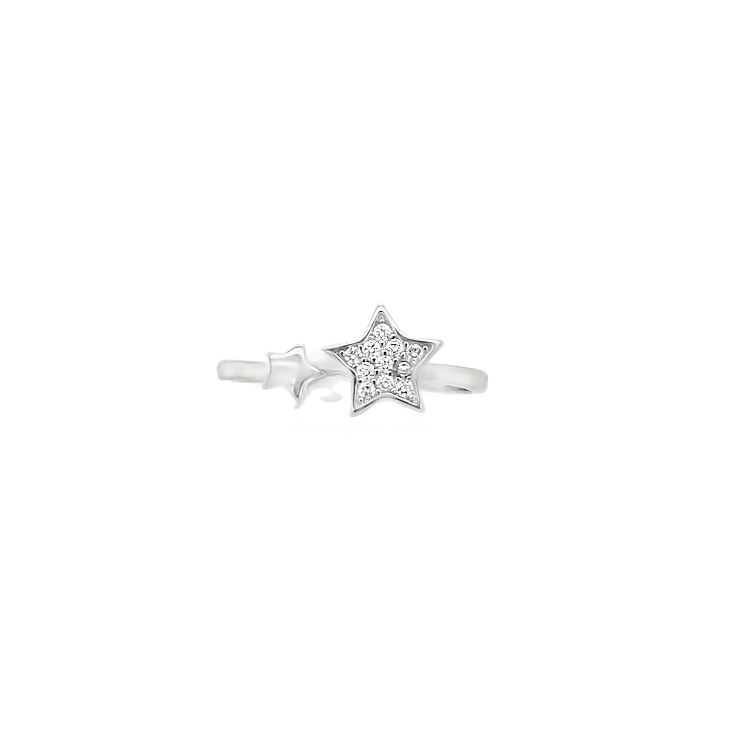 Sterling Silver CZ Pave Star Ring