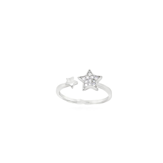 Sterling Silver CZ Pave Star Ring