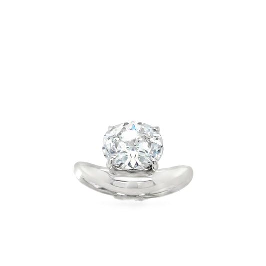 Sterling Silver CZ Oval Offset Wave Ring