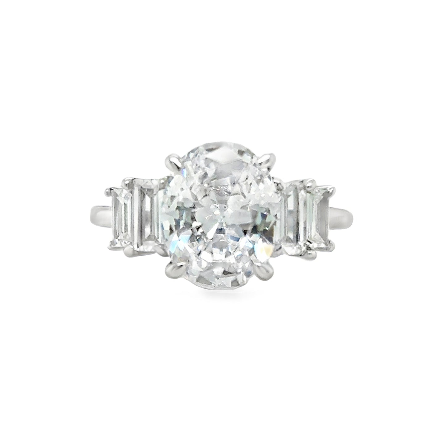 Sterling Silver CZ Oval With Step Shoulders